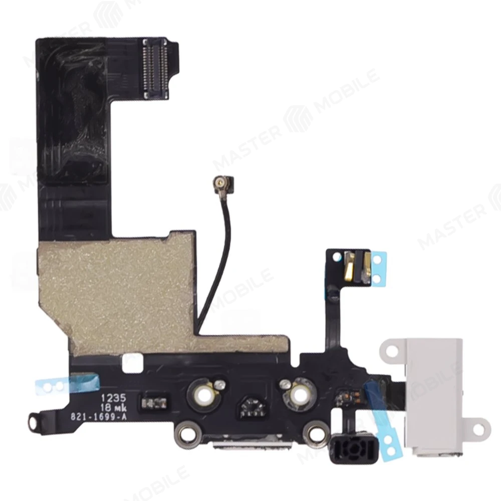 Шлейф для Apple iPhone 5 с комп. + разъем зарядки/гарнитуры + микрофон (белый)  фото №2