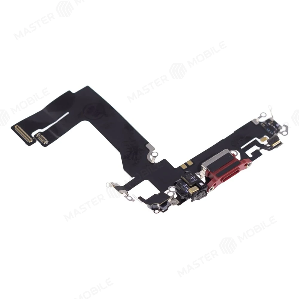 Шлейф для Apple iPhone 13 mini с комп. + разъем зарядки + микрофон (красный) (ORIG100) фото №3