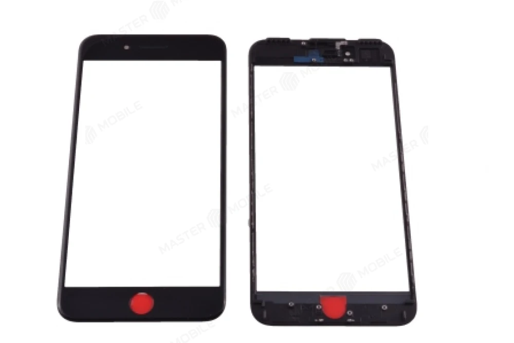 Стекло модуля для Apple iPhone 7 Plus (черный) (в рамке) 