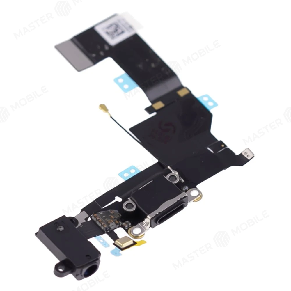 Шлейф для Apple iPhone SE с комп. + разъем зарядки/гарнитуры + микрофон (черный) фото №3